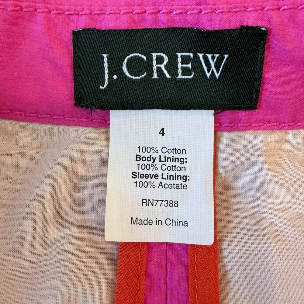 J Crew Pink Lightweight Belted Short Trench Coat Jacket Women Size 4 - Picture 8 of 10